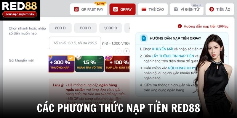 Các phương thức nạp tiền Red88
