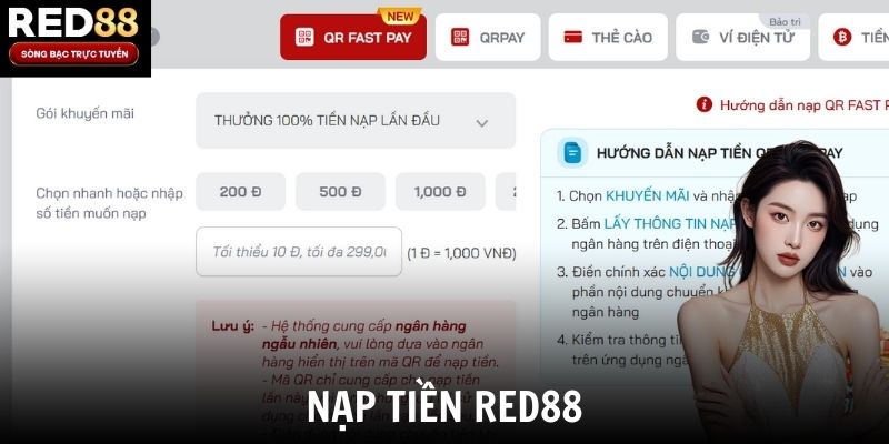 Nạp Tiền Red88 Với 3 Phương Thức Thanh Toán Tiện Lợi